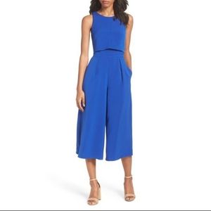 Chelsea28 royal blue popover crop wide leg jumpsuit